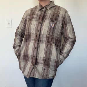 Carhartt Women’s Tan Plaid Heavyweight Flannel Shirt